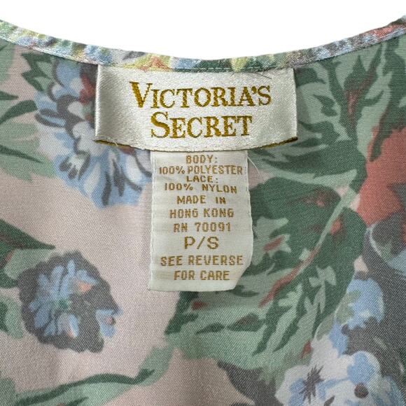 Vintage Victoria's Secret Gold Label Floral Satin Robe P/S Pink Lace Long Duster - Picture 4 of 7